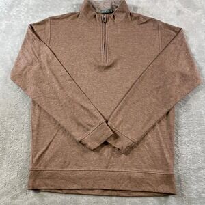 GenTeal Quarter Zip Pullover Sweater Mens Medium Brown Heather Preppy Casual